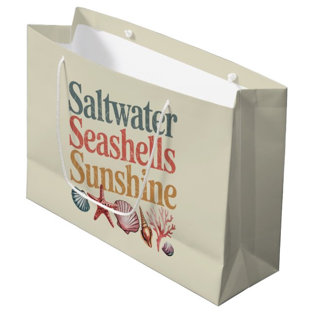 Bolsa De Regalo Grande Saltwater Seashells Sunshine Summer Beach Vacacion (Angulo Anverso)