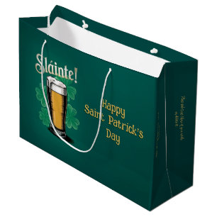 Bolsa De Regalo Grande ¡Salud! Pinta de cerveza del Día de San Patricio e