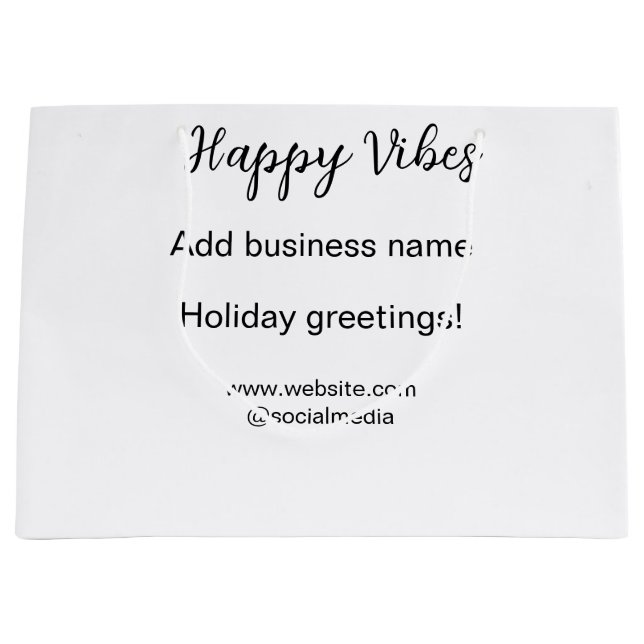 Bolsa De Regalo Grande Saludos de Navidad con vibraciones felices de nego (Anverso)