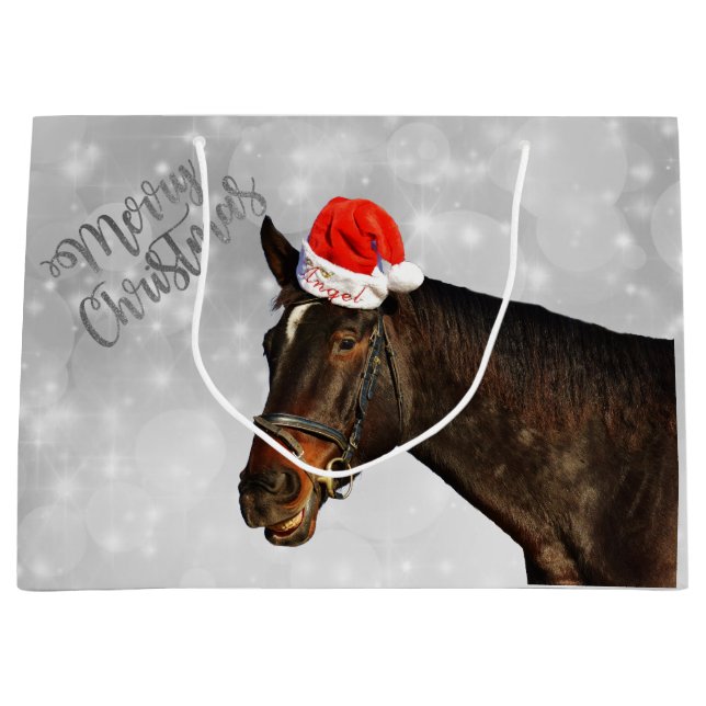 Bolsa De Regalo Grande Saludos del navidad del caballo (Anverso)
