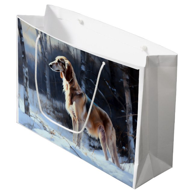 Bolsa De Regalo Grande Saluki Let It Snow Navidades (Angulo Anverso)