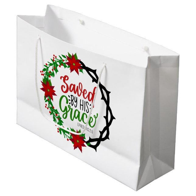 Bolsa De Regalo Grande Salvado por Wreath, Navidades de Su Gracia (Angulo Anverso)