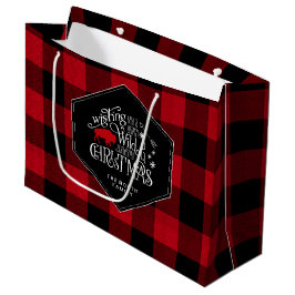 Bolsa De Regalo Grande Salvajes Navidades Maravillosos Red Buffalo Plaid 
