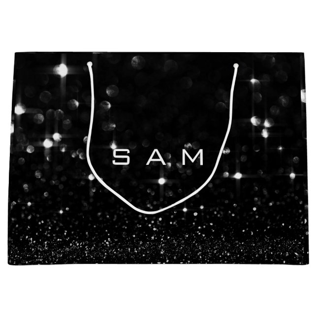 Bolsa De Regalo Grande Sam Black White Purpurina Favorito Gift Spark (Anverso)