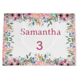 Bolsa De Regalo Grande  Samantha Floral Gift Bag, Large 3rd Birthday 