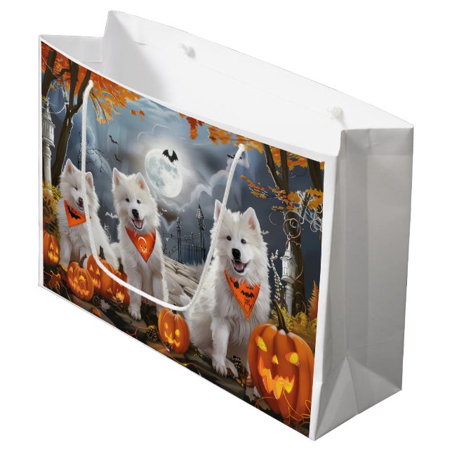 Bolsa De Regalo Grande Samoyed Halloween Spooky (Angulo Anverso)