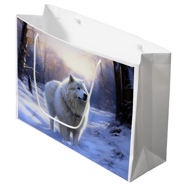 Bolsa De Regalo Grande Samoyed Let It Snow Navidades (Angulo Anverso)