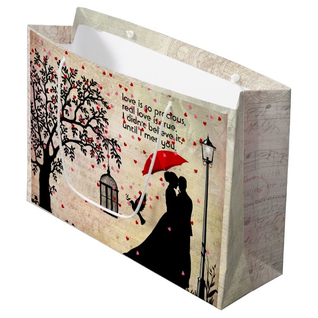 Bolsa De Regalo Grande San Valentín de poesía negra y beige de época (Angulo Anverso)