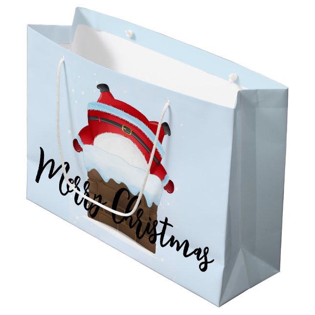Bolsa De Regalo Grande Santa Atrapada en la chimenea (Angulo Anverso)