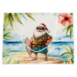 Bolsa De Regalo Grande Santa Claus Christmas in July at the beach surfer