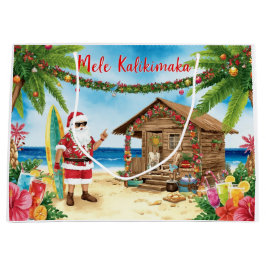 Bolsa De Regalo Grande Santa Claus Christmas in July at the beach surfer
