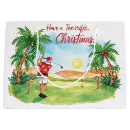 Bolsa De Regalo Grande Santa Claus is golfing Christmas in July 