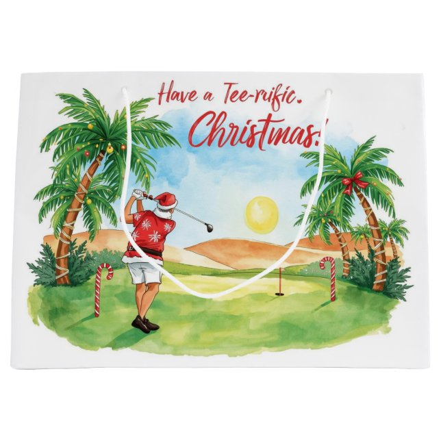 Bolsa De Regalo Grande Santa Claus is golfing Christmas in July  (Anverso)