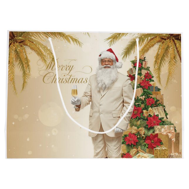 Bolsa De Regalo Grande Santa Claus Palm Tree Glam Christmas Gift Bag Set (Reverso)