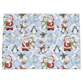 Bolsa De Regalo Grande Santa Claus, Snowman, Rudolph, Cat