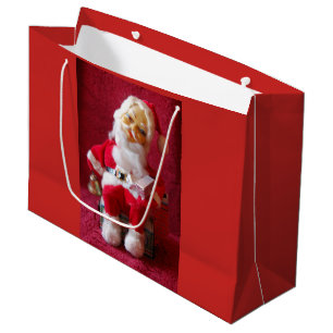 Bolsa De Regalo Grande Santa Claus y los Navidades retro de Snowman