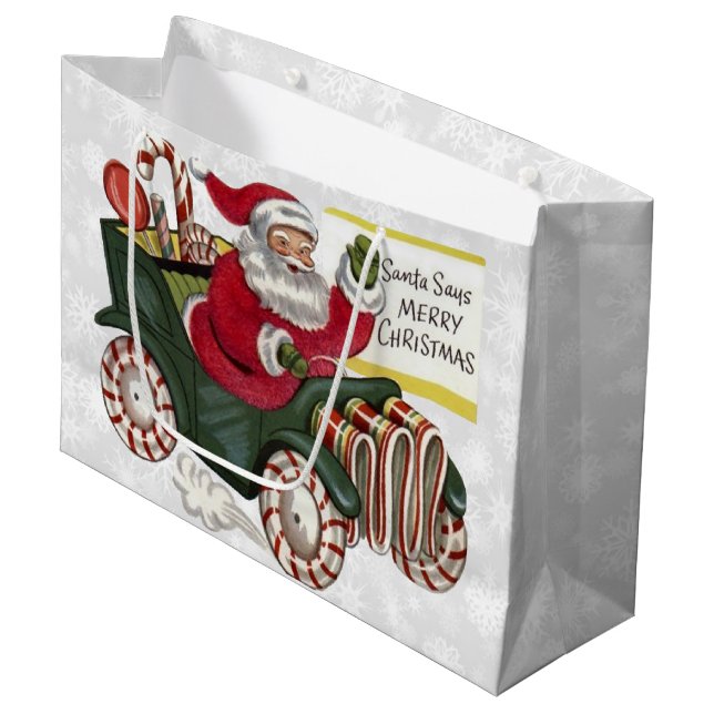 Bolsa De Regalo Grande Santa dice Feliz Navidad (Angulo Anverso)