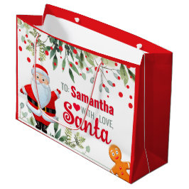 Bolsa De Regalo Grande Santa & Hombre de Jengibre Personalizado Navidad