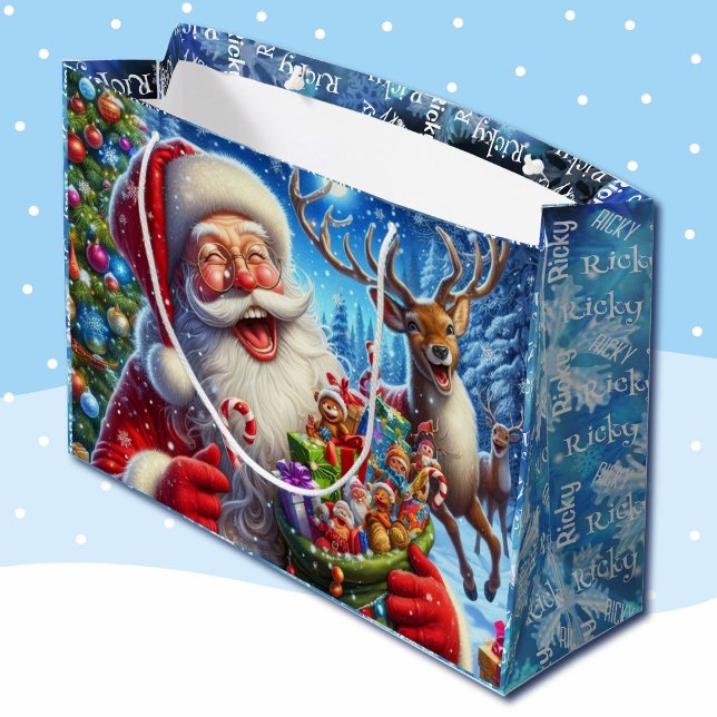 Bolsa De Regalo Grande Santa Reindeer Comparte un Chiste Añadir el nombre (Subido por el creador)
