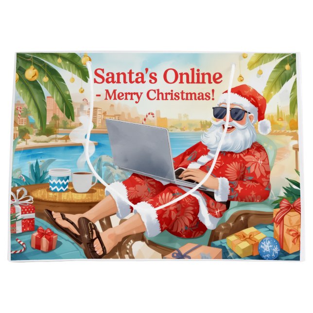 Bolsa De Regalo Grande Santa’s Online Computer Lovers Merry Christmas! (Anverso)