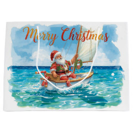 Bolsa De Regalo Grande Santa Sailing – Tropical Christmas by the Sea