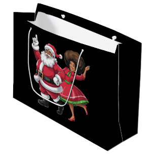 Bolsa De Regalo Grande Santa Señora Claus bailando Navidades estadouniden
