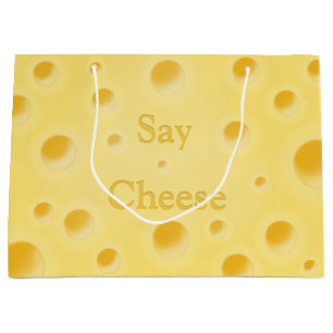 Bolsa De Regalo Grande "Say Cheese" Cuto Cutomizable De Queso Amarillo
