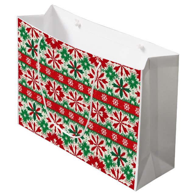 Bolsa De Regalo Grande Scandinavian Fair Isle Christmas (Angulo Anverso)