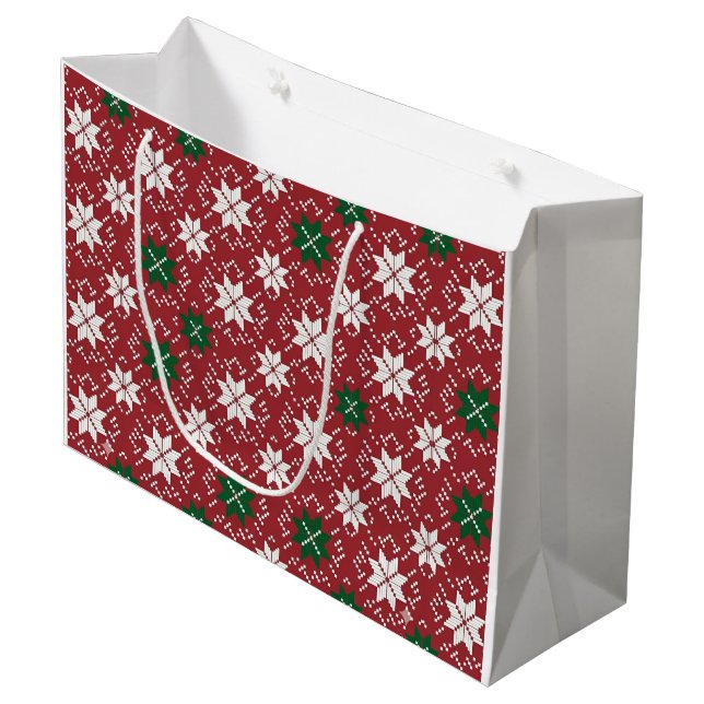 Bolsa De Regalo Grande Scandinavian Fair Isle Christmas (Angulo Anverso)