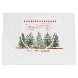 Bolsa De Regalo Grande Scandinavian Winter Pine Tree Merry Christmas