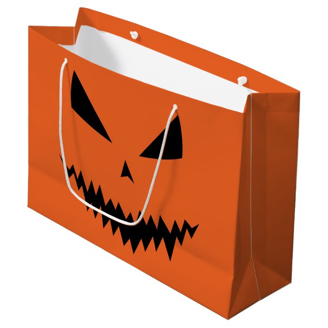 Bolsa De Regalo Grande Scary Halloween Jack OLantern naranja de caras neg (Angulo Anverso)