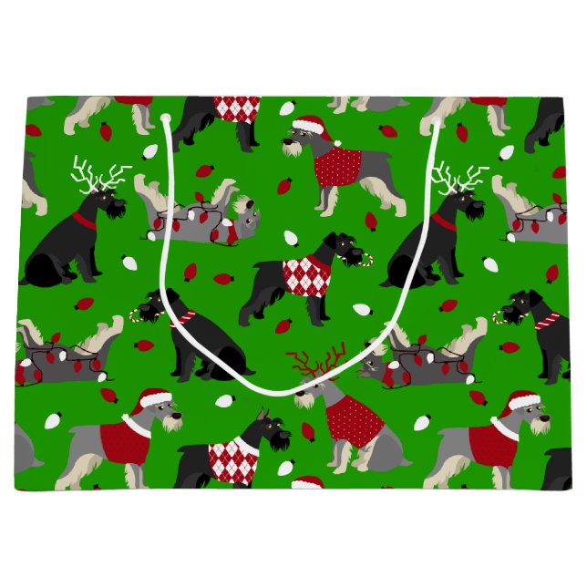 Bolsa de regalo grande Schnauzer para navidades (Anverso)