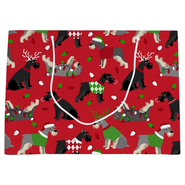 Bolsa de regalo grande Schnauzer para navidades (Anverso)