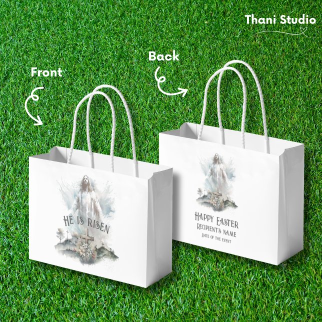Bolsa De Regalo Grande Se levanta la Cruz Religiosa Cristiana de Pascua (Subido por el creador)