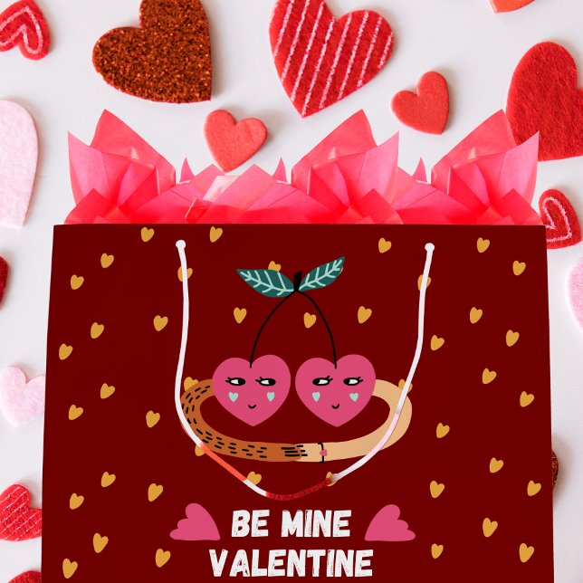 Bolsa De Regalo Grande Sé mío Valentine, 2 cereza rosa dulce enamorada (Subido por el creador)