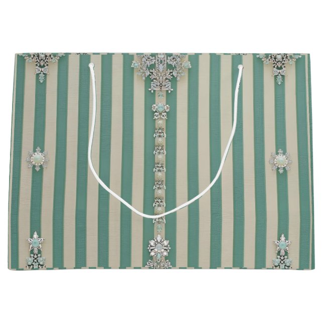 Bolsa De Regalo Grande Seafoam Striped Crystal Trees (Anverso)
