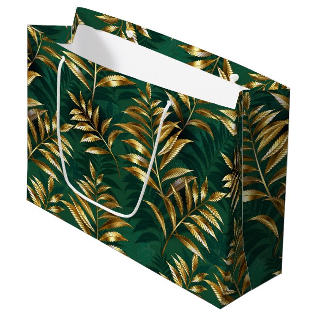 Bolsa De Regalo Grande Seamless pattern with golden ferns (Angulo Anverso)