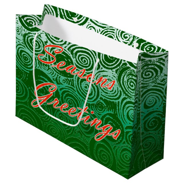 Bolsa De Regalo Grande Seasons Greetings Swirls (Angulo Anverso)