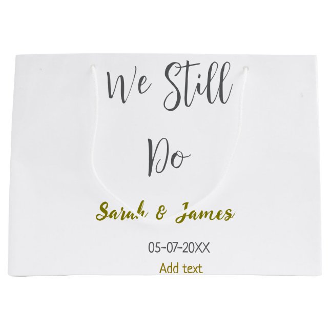 Bolsa De Regalo Grande Seguimos haciendo boda aniversario simple oro gris (Anverso)