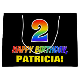 Bolsa De Regalo Grande Segundo cumpleaños: audaz, divertido, simple, arco