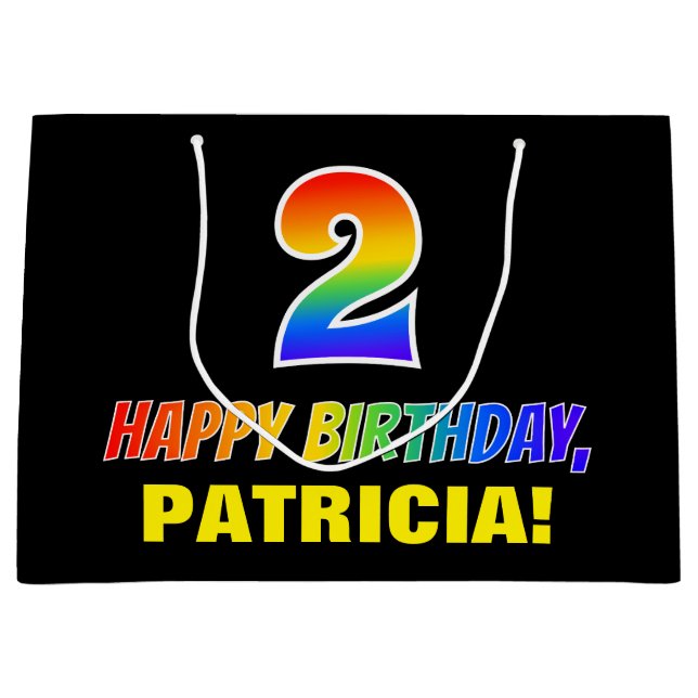 Bolsa De Regalo Grande Segundo cumpleaños: audaz, divertido, simple, arco (Anverso)