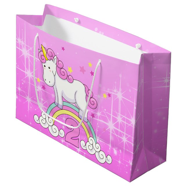 Bolsa De Regalo Grande Segundo cumpleaños de Unicornio (Angulo Anverso)