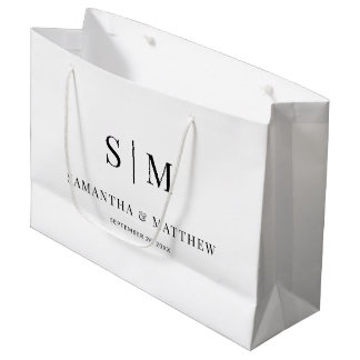 Bolsa De Regalo Grande Sencilla pareja elegante Iniciales Bodas Patrocina