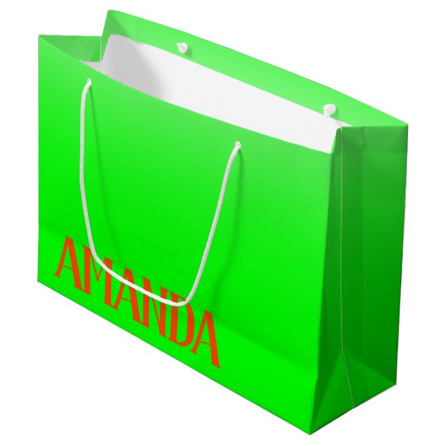 Bolsa De Regalo Grande Sencilla y moderna Lime Verde y Naranja - Personal (Angulo Anverso)