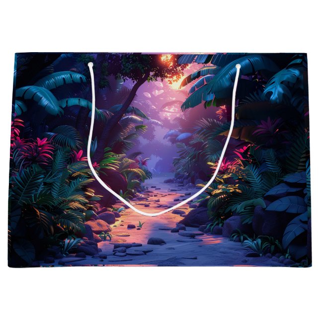 Bolsa De Regalo Grande Sendero Tropical Hawaiano (Anverso)