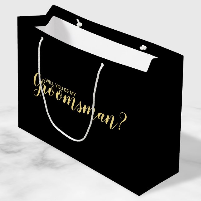 Bolsa De Regalo Grande ¿Serás Mi Groomsman? Propuesta moderna (Subido por el creador)