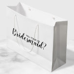 Bolsa De Regalo Grande ¿Serás Mi Novia? Propuesta moderna<br><div class="desc">"¿Serás Mi niñera?" La moderna bolsa de regalo de propuesta incluye el título "¿Serás mi dama de honor?" en un estilo de letra de escritura moderno negro sobre fondo blanco.</div>