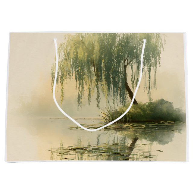 Bolsa De Regalo Grande Serene Willow Tree Reflection Nature Art (1) (Anverso)