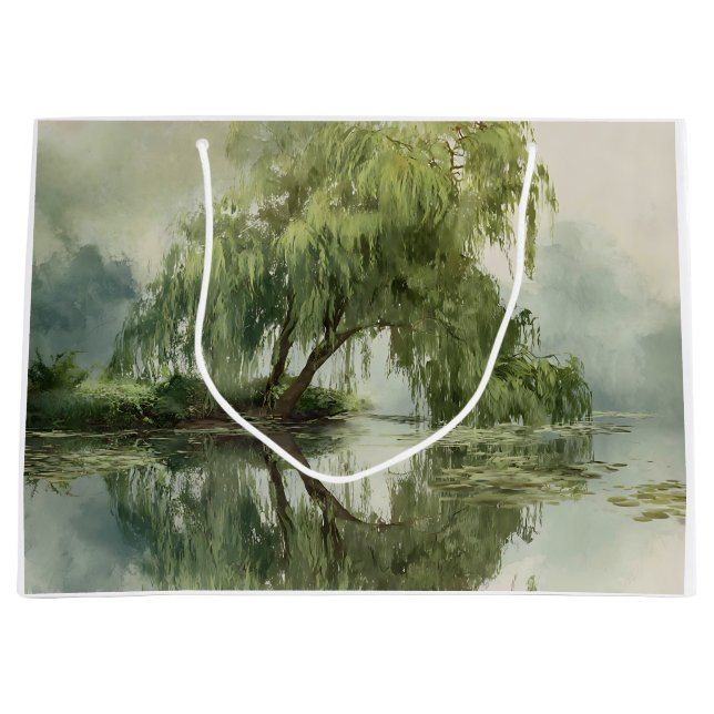 Bolsa De Regalo Grande Serene Willow Tree Reflection Nature Art (5) (Anverso)