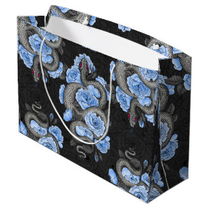 Bolsa De Regalo Grande Serpientes y rosas azules